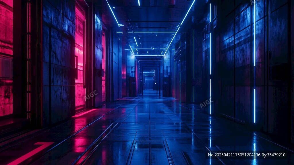 赛博朋克风科幻走廊空间