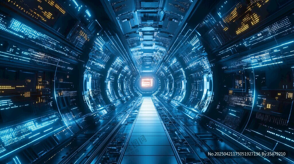 未来科技感的神秘数字隧道