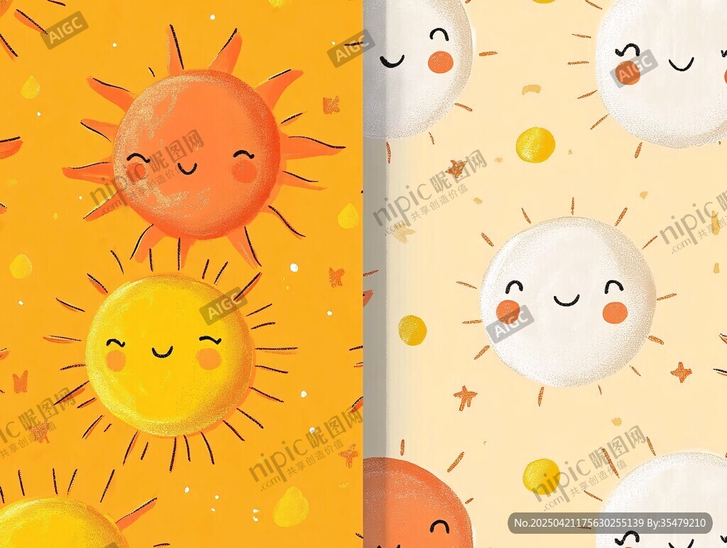可爱笑脸太阳图案背景图