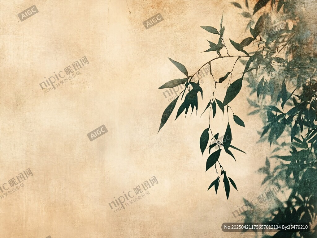 复古风枝叶特写背景图