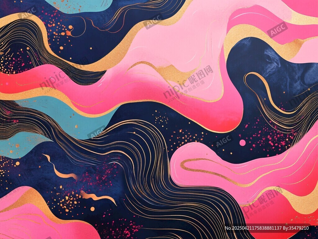 梦幻流动色彩抽象波浪图案