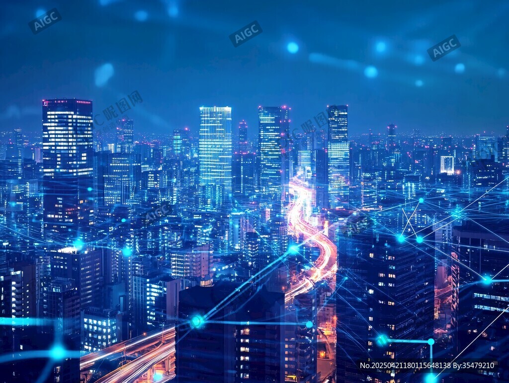 科技感璀璨都市夜景图