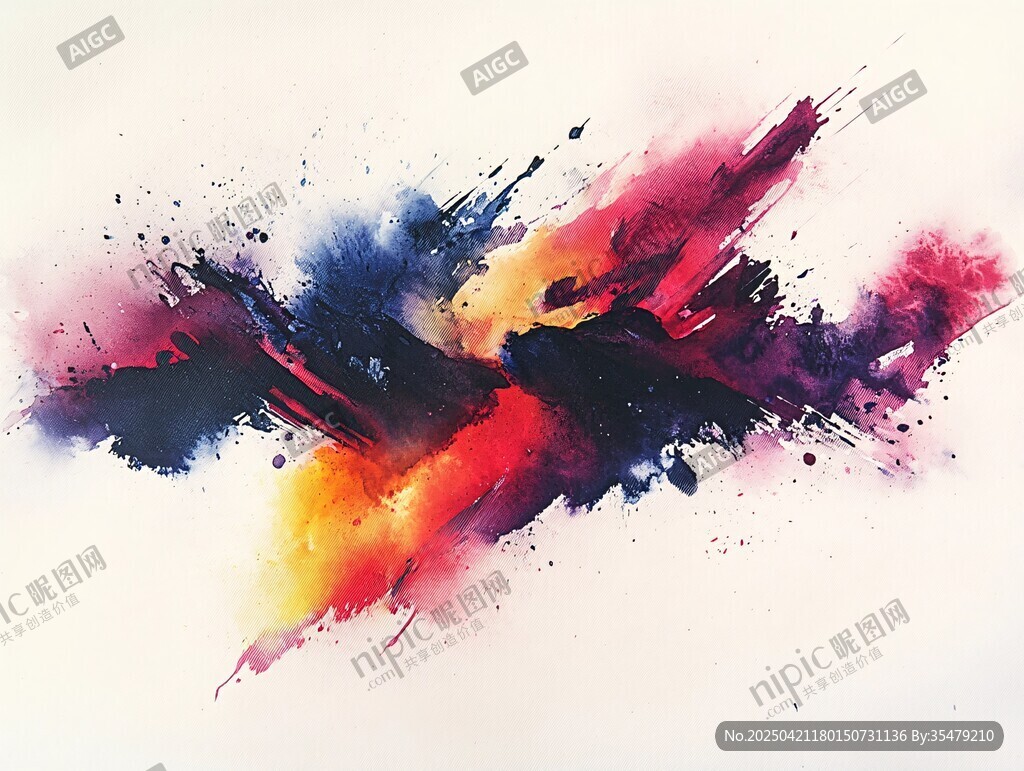 彩色泼墨抽象艺术画作