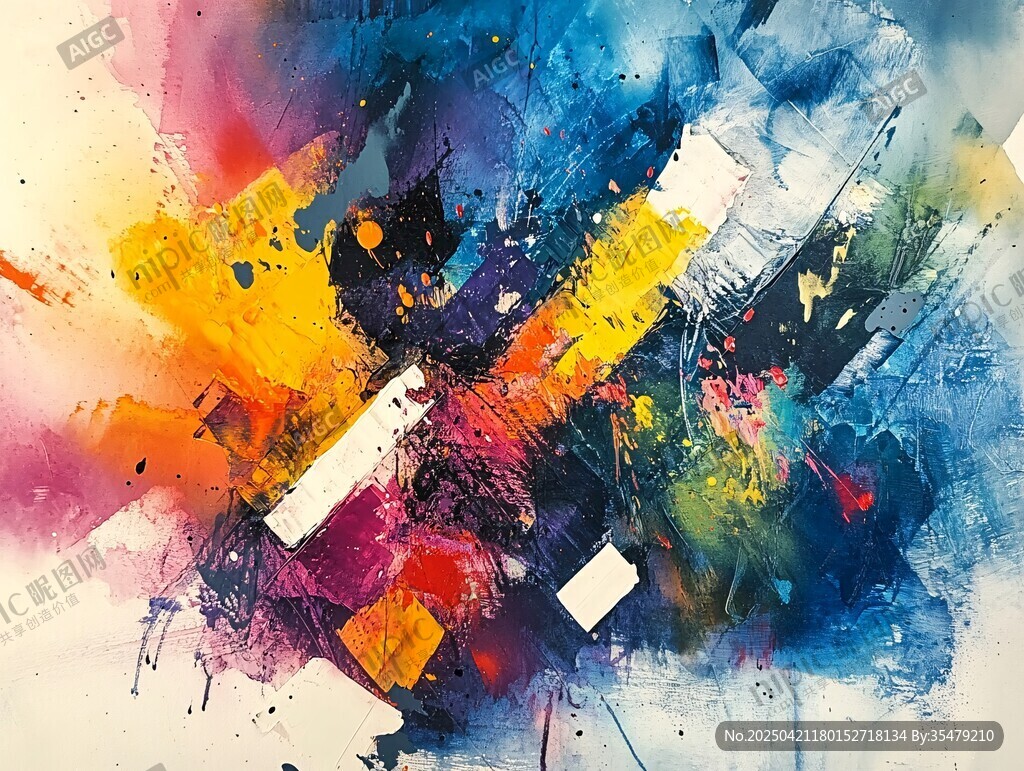 抽象多彩泼墨艺术画作