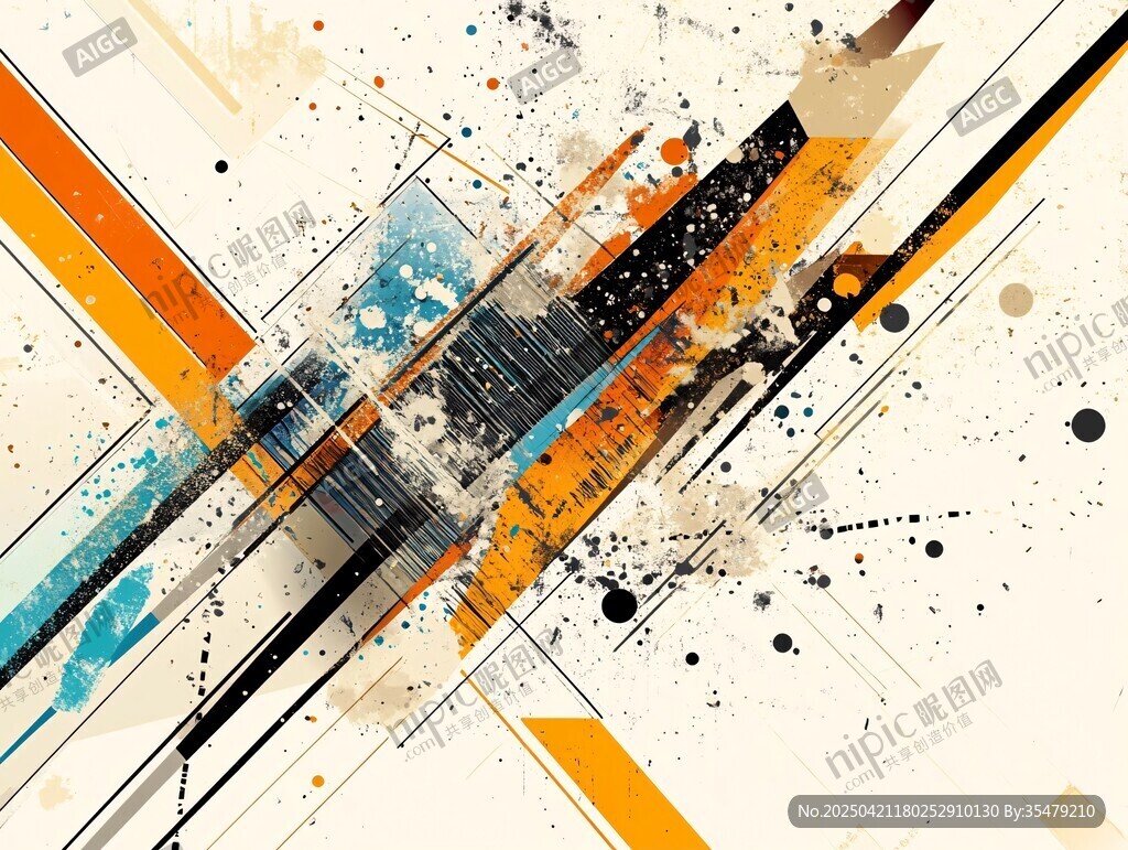 抽象多彩几何线条艺术画