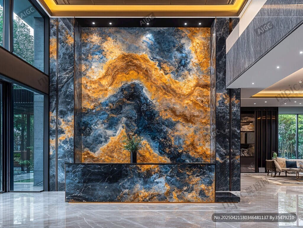 奢华大理石艺术大堂背景墙