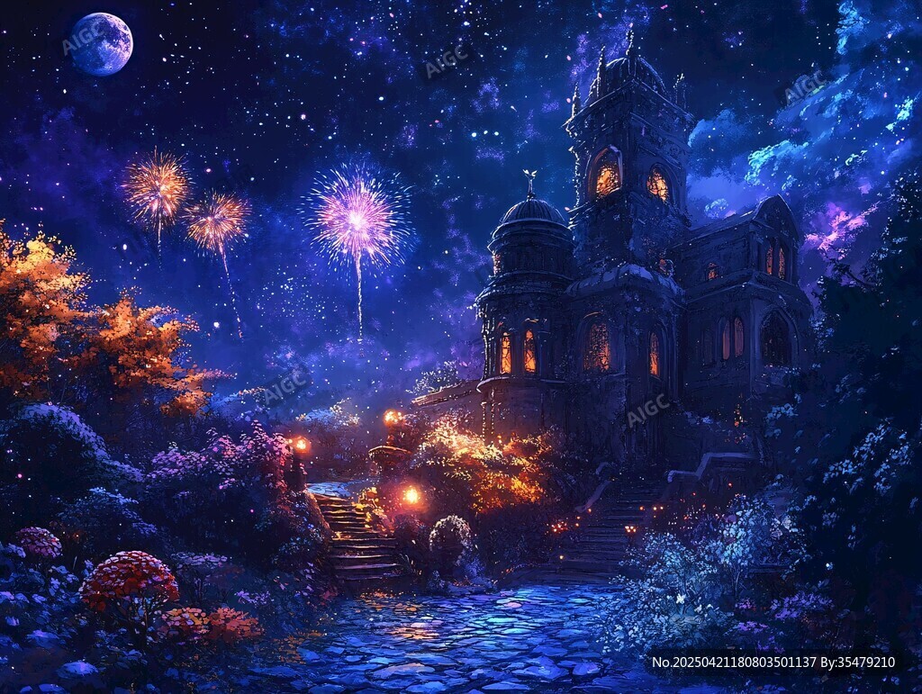 梦幻夜下的神秘古堡