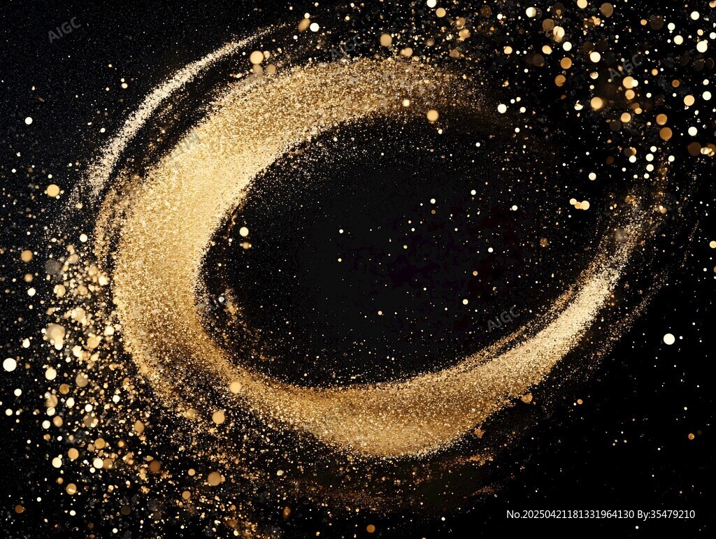 金色粉末旋绕的梦幻场景