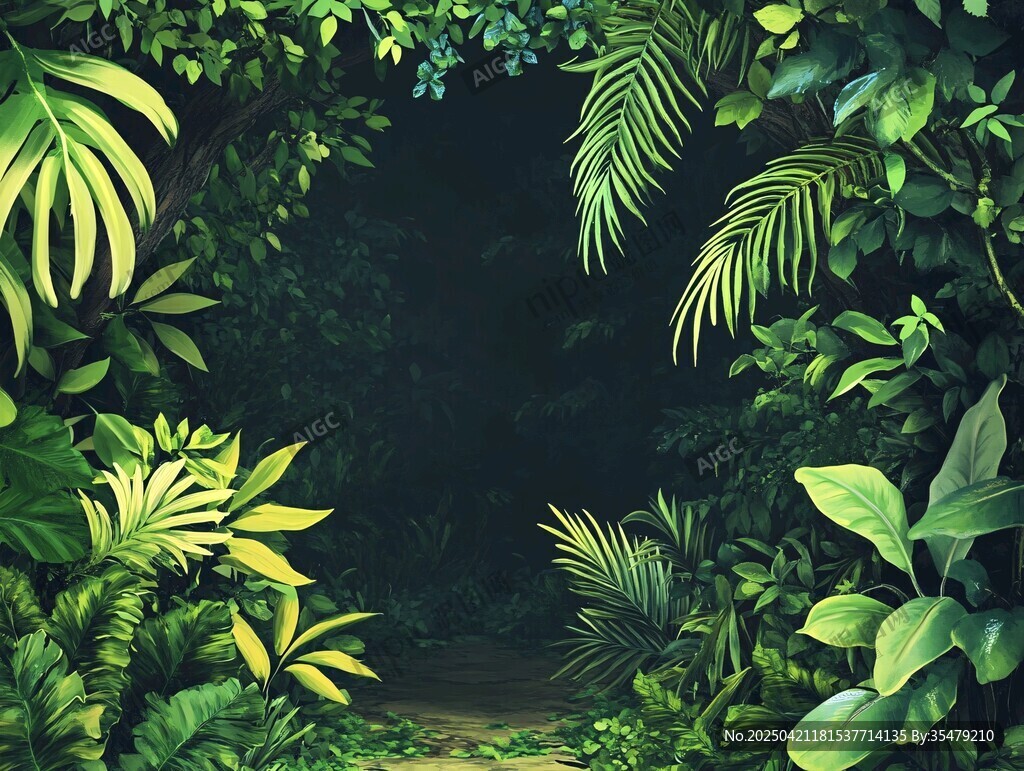热带雨林绿植通道景象
