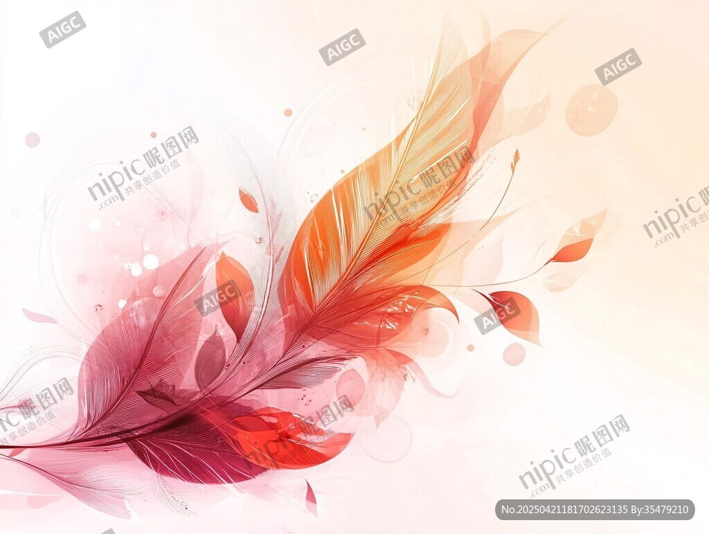梦幻渐变羽毛插画背景
