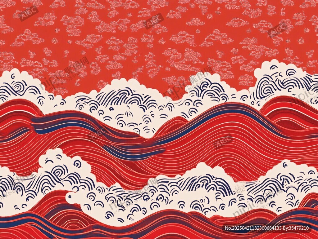 中式海浪祥云传统纹样