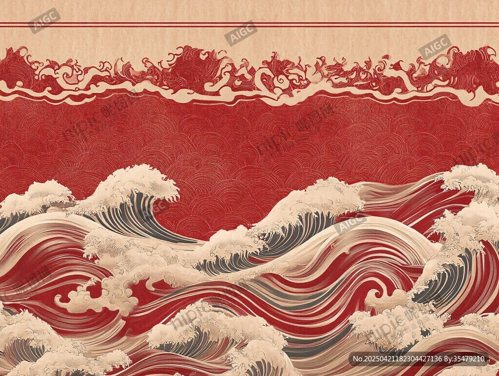 中式传统海浪纹精美图案