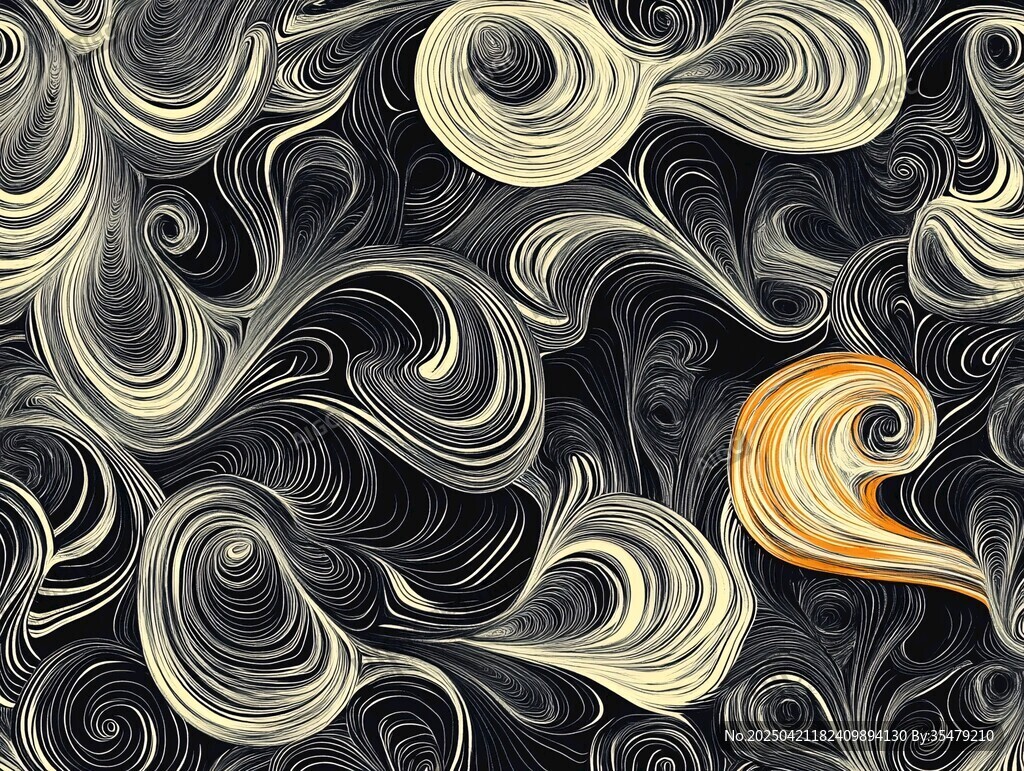 黑白波纹中的一抹橙韵