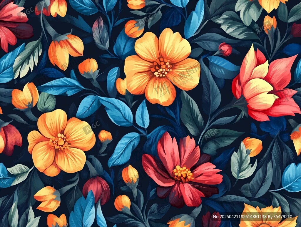 多彩花卉图案背景设计