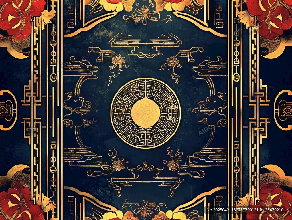 中式古典华丽花纹背景图
