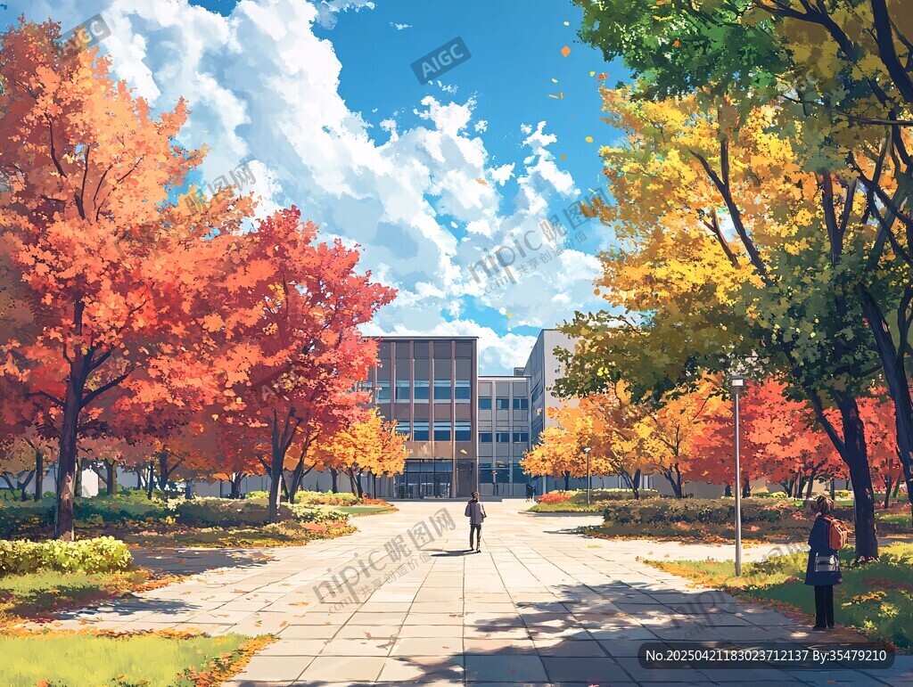 秋日校园美景