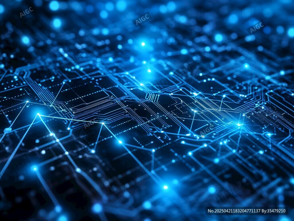 科技感电路板蓝光背景图