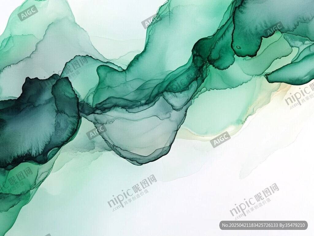 墨绿水墨流动艺术纹理图