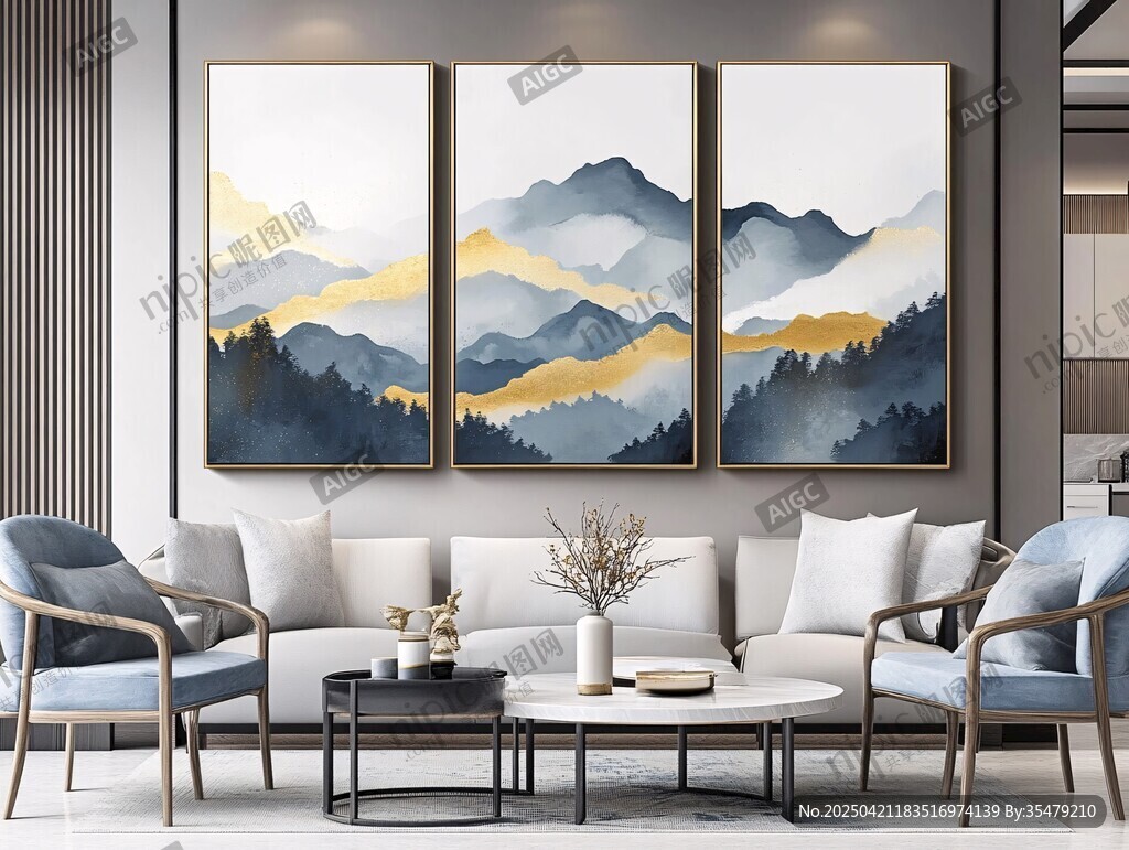新中式客厅山水装饰画