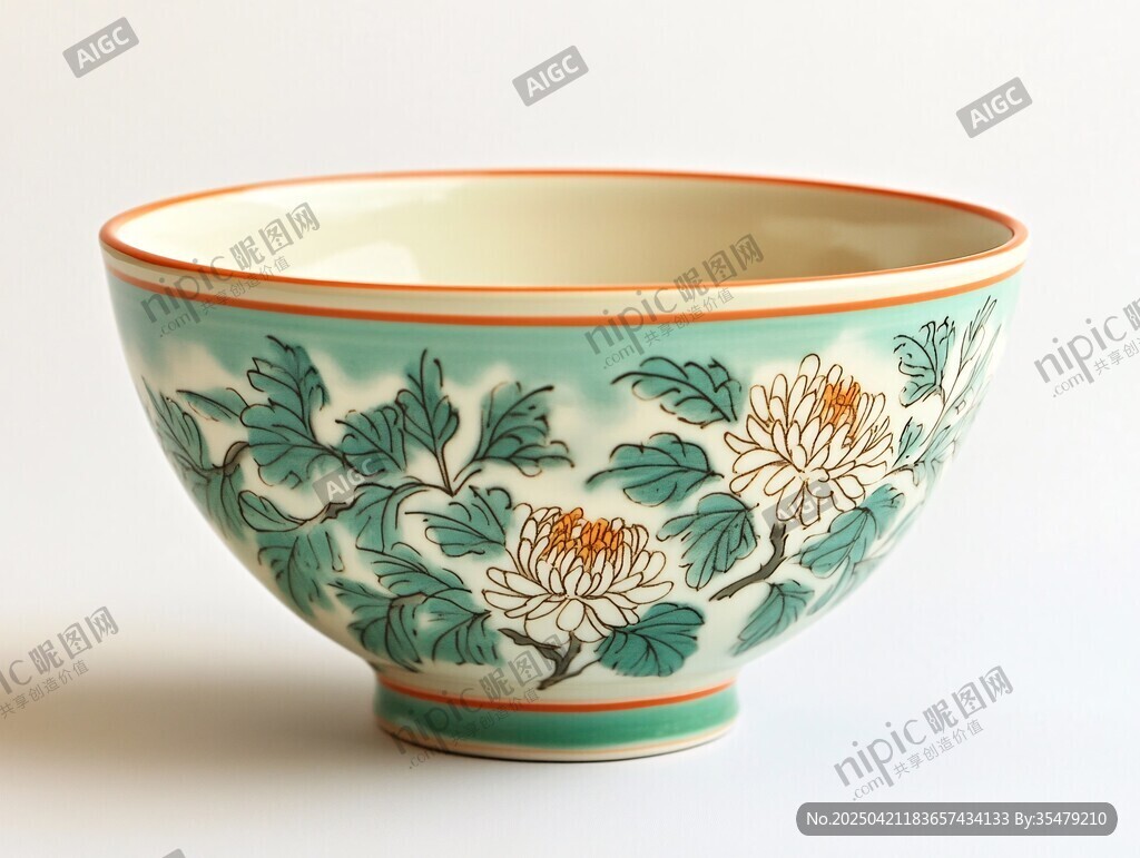 青釉菊花纹精美瓷碗