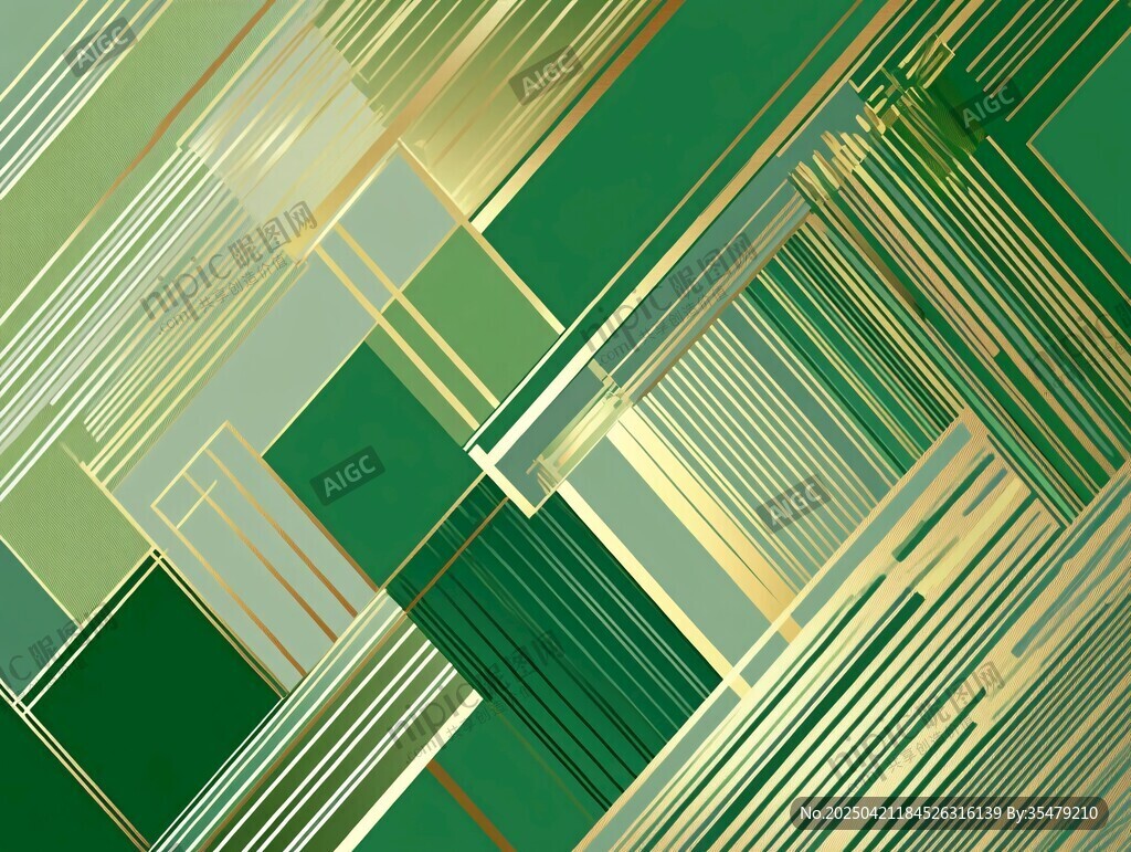 绿色金色几何线条抽象背景