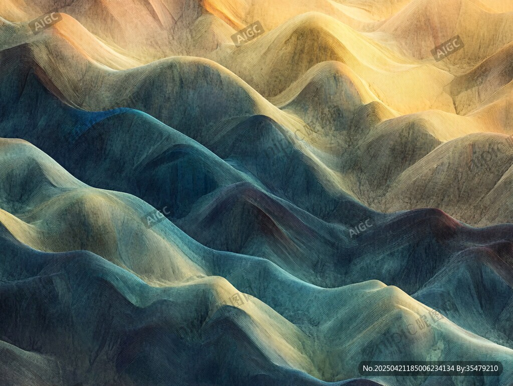 梦幻起伏的抽象山脉图景