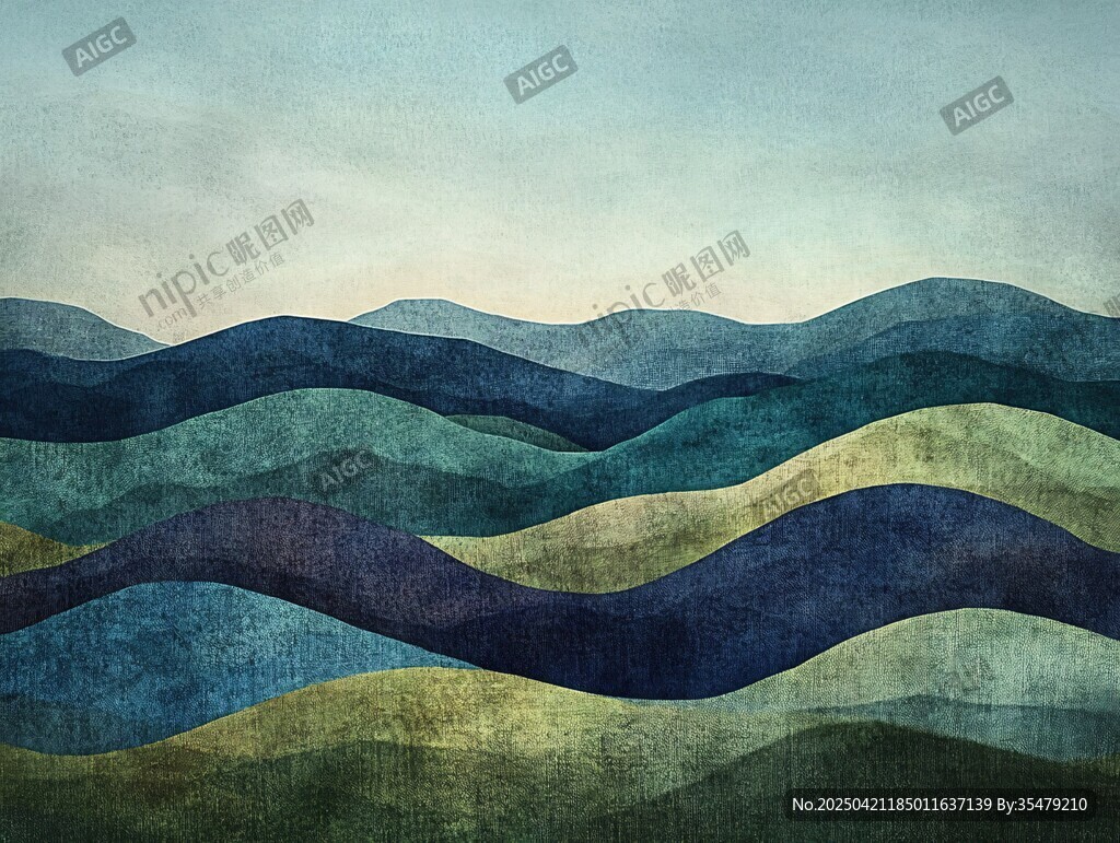 抽象山峦艺术风景插画