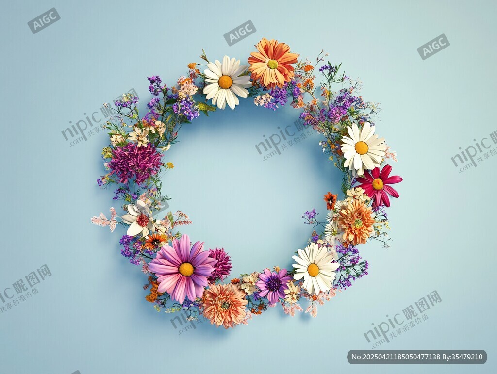 缤纷花卉花环 清新浪漫风