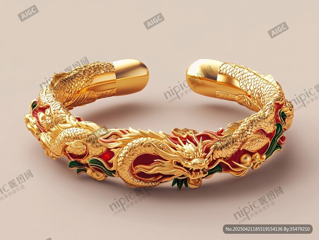 金龙雕花金手镯