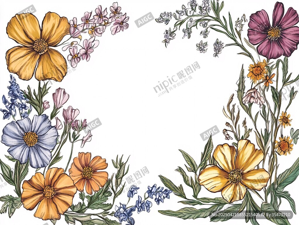 花卉边框插画