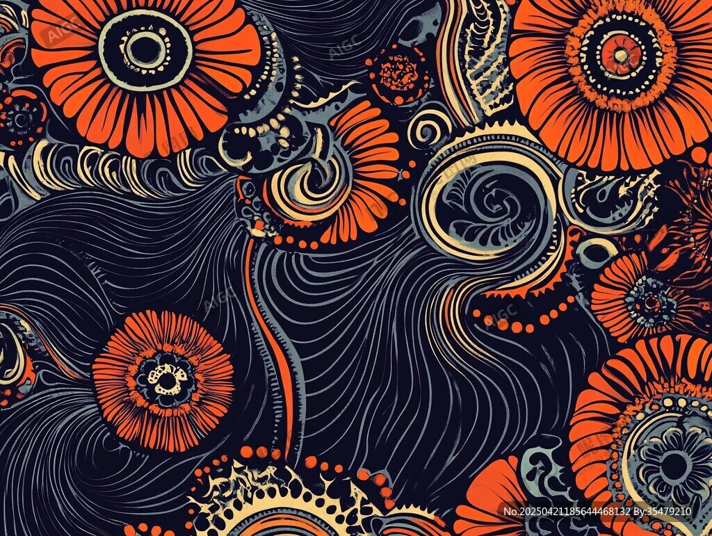 绚丽花卉图案背景纹理