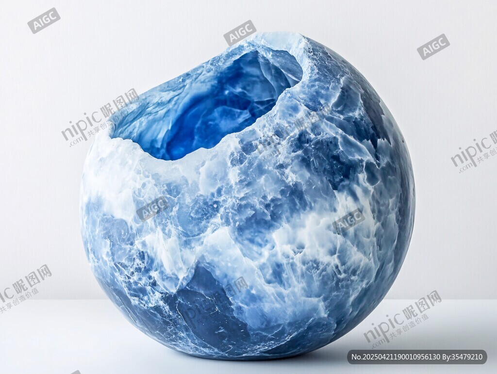 蓝白纹理的独特球形摆件