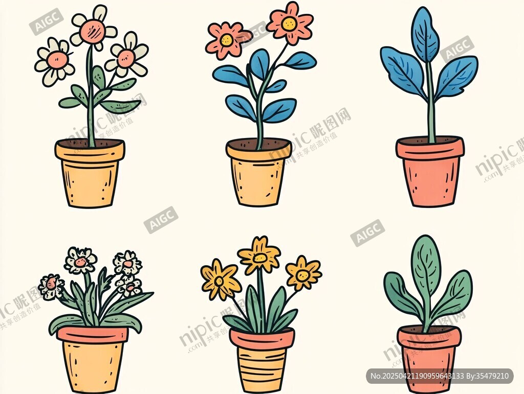 手绘盆栽花卉插画集