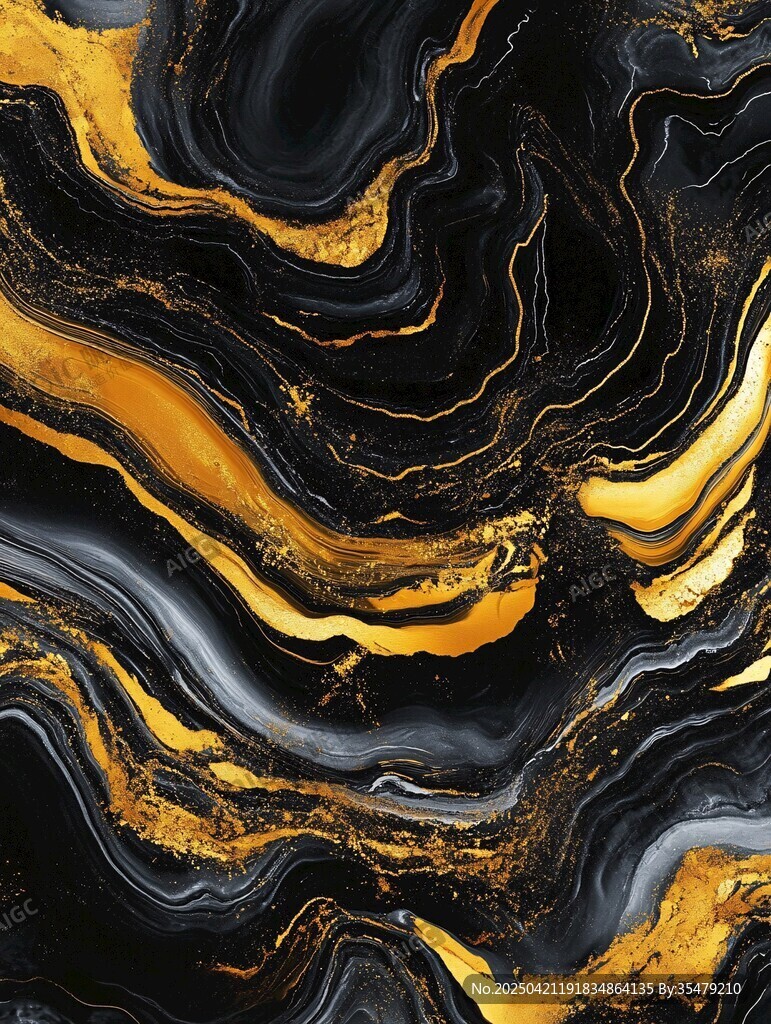 黑金流体艺术纹理图案