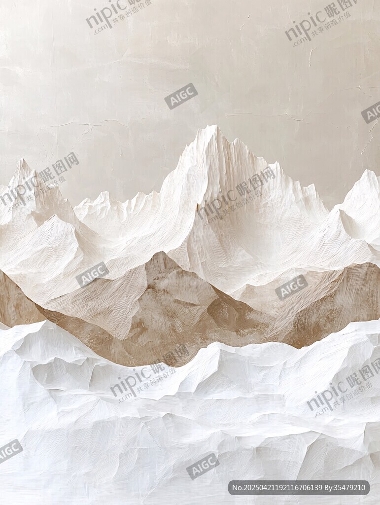 立体纸艺风格的壮丽雪山