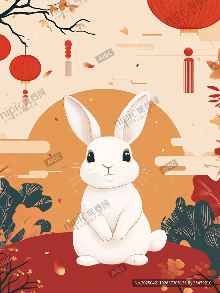 玉兔贺岁 秋景添福