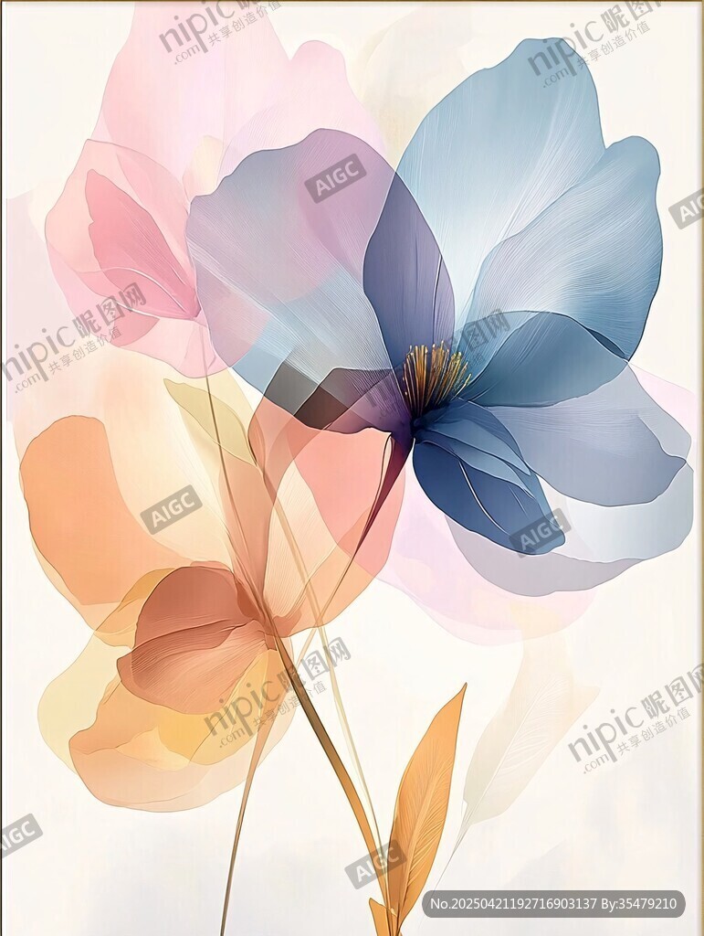 梦幻渐变花朵插画