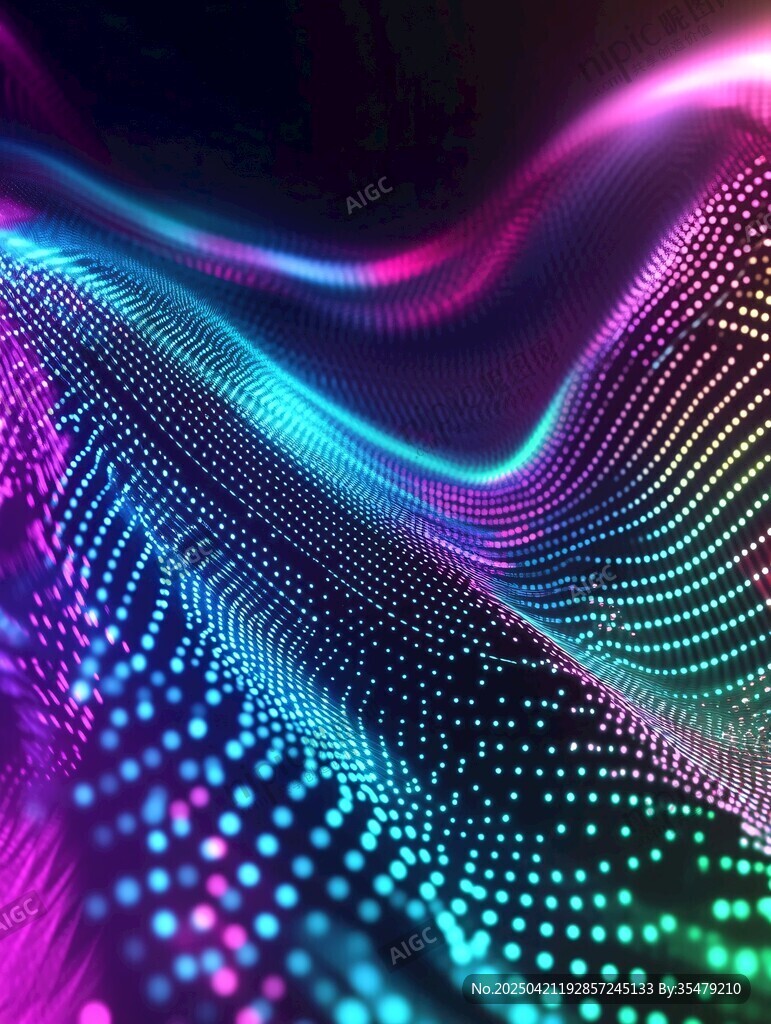 梦幻炫彩粒子波浪背景图