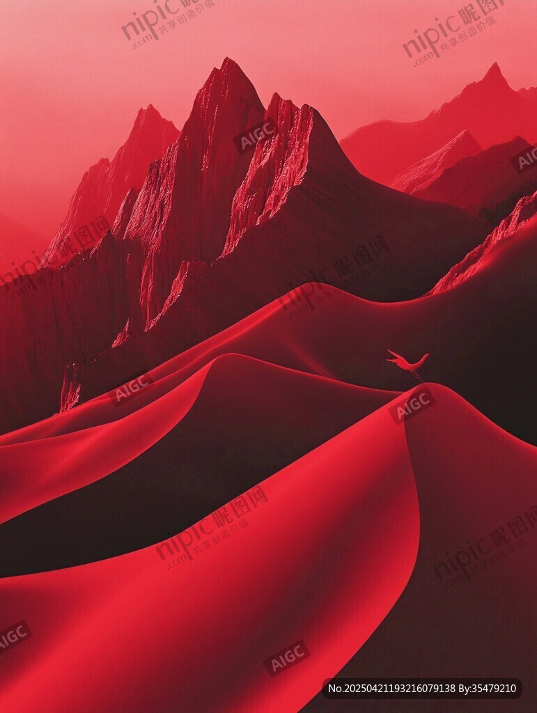 红色沙漠中的壮丽山峦