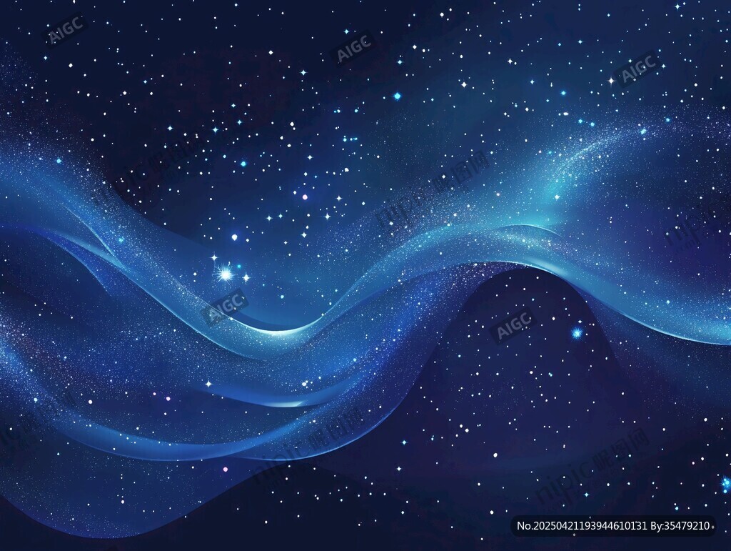 梦幻蓝色星空波浪背景图