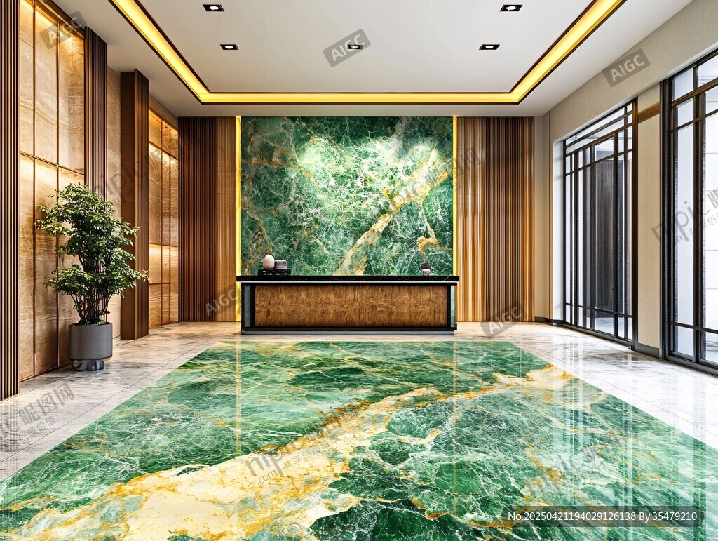 奢华绿玉石大堂接待区