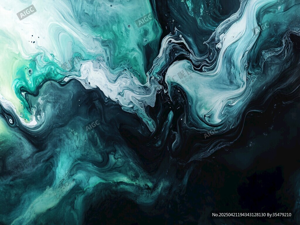 墨绿流体艺术抽象纹理图