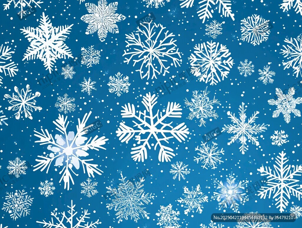 蓝色雪花无缝图案背景