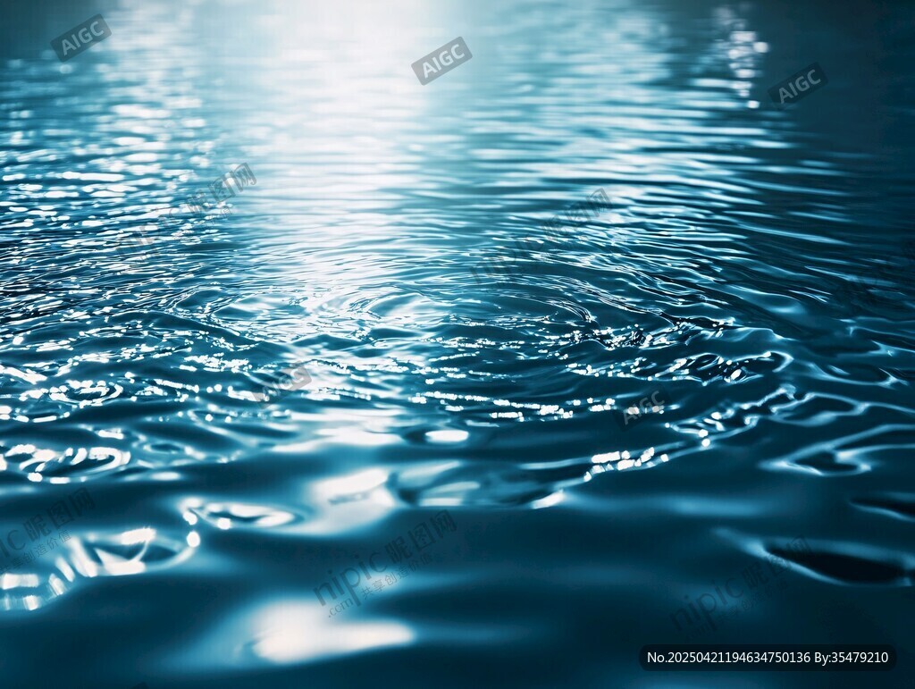波光粼粼的蓝色水面