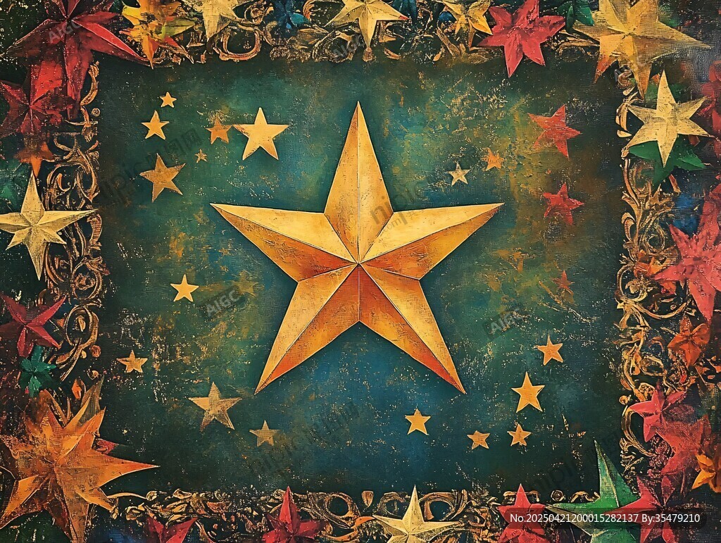 金色五角星装饰背景图