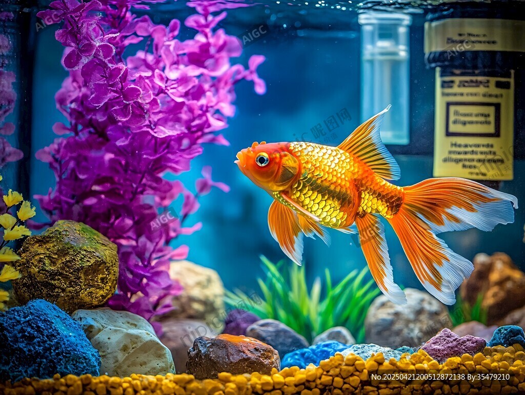 金鱼悠游于多彩水族世界