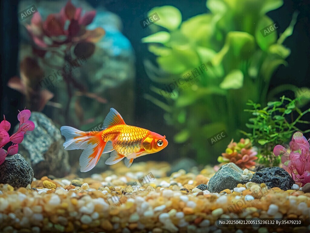金鱼悠游于多彩水族世界