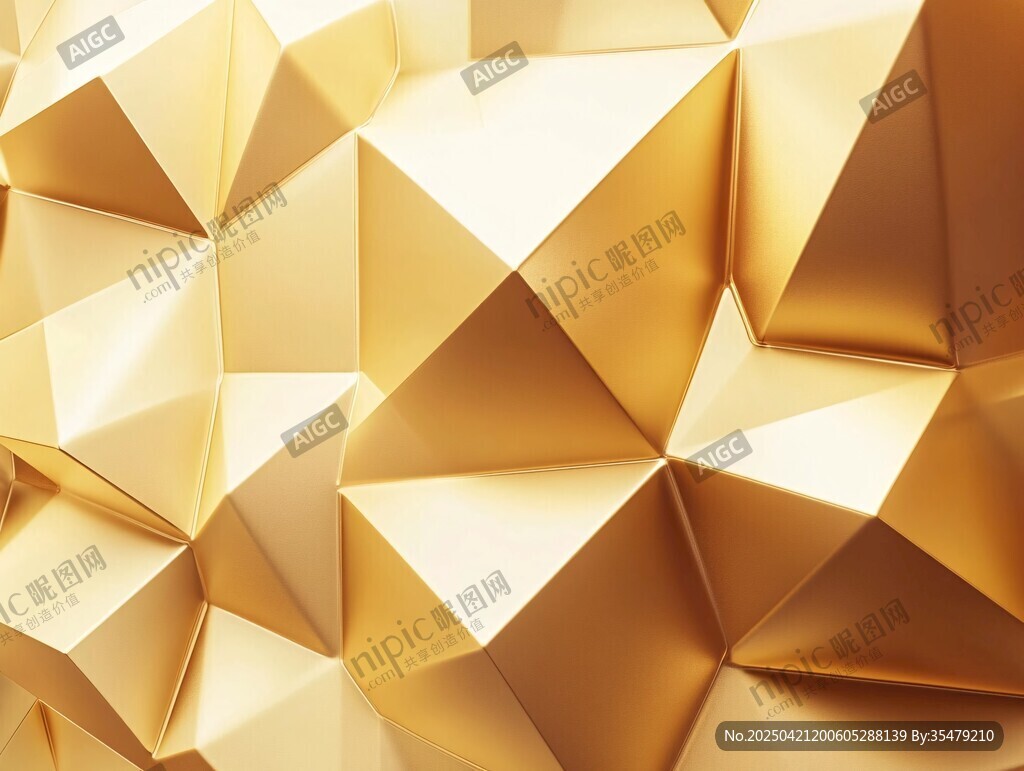 金色立体几何多边形背景