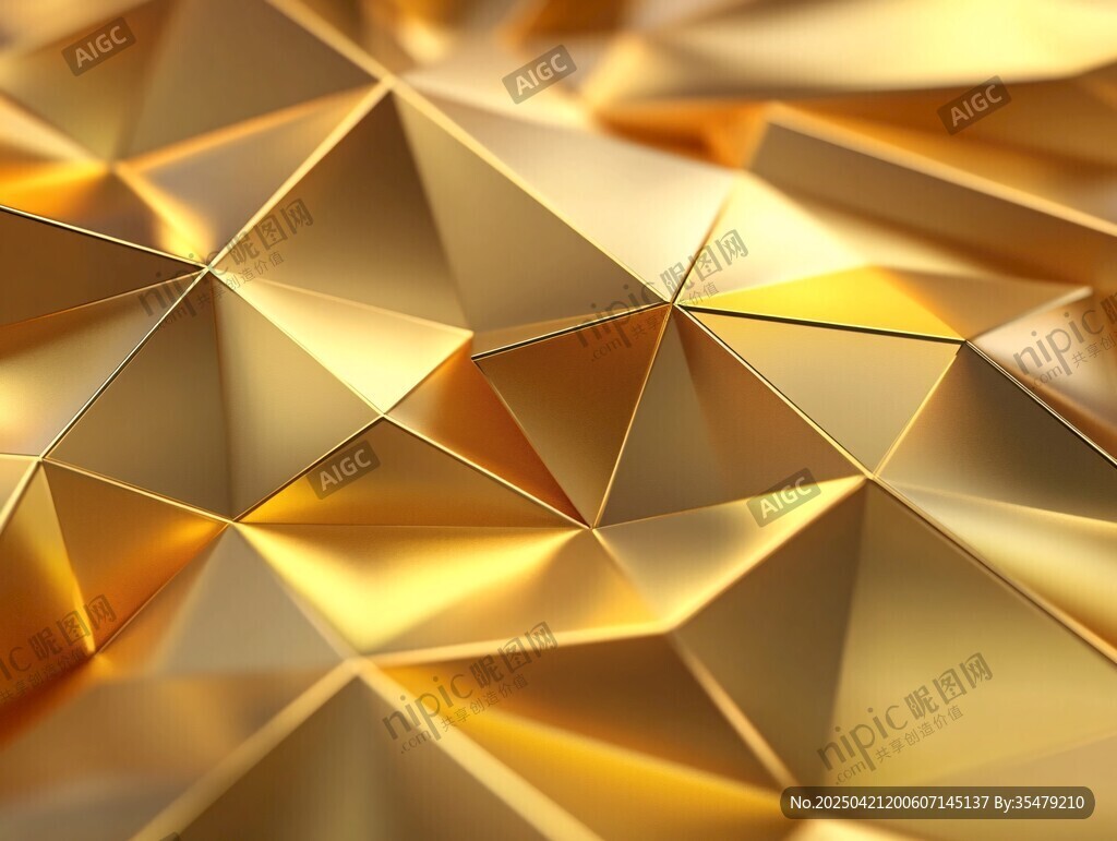 金色立体多边形几何图案