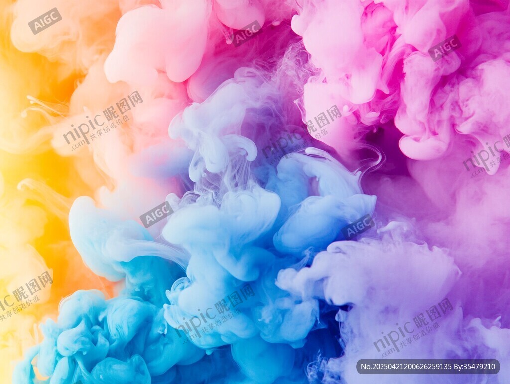 梦幻彩色烟雾绽放